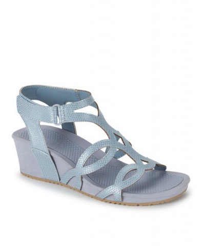 Women's Raeanne Wedge Sandal Blue $46.28 Shoes