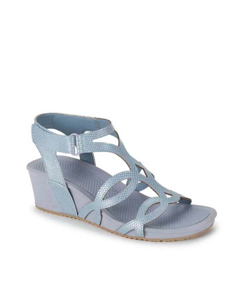 Women's Raeanne Wedge Sandal Blue $46.28 Shoes