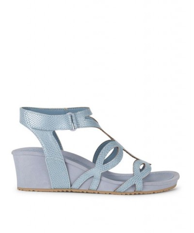 Women's Raeanne Wedge Sandal Blue $46.28 Shoes