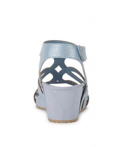 Women's Raeanne Wedge Sandal Blue $46.28 Shoes