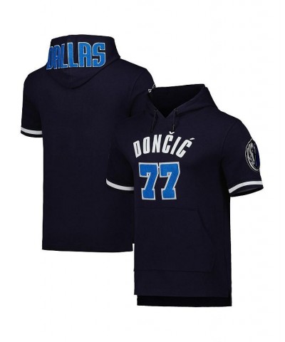 Men's Luka Doncic Navy Dallas Mavericks Name and Number Short Sleeve Pullover Hoodie $42.50 Sweatshirt