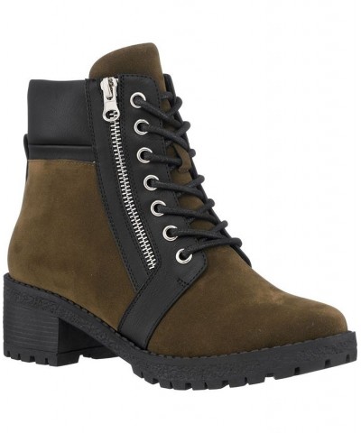 Women's Taylor Colorblock Lace-Up Boots Green $38.50 Shoes