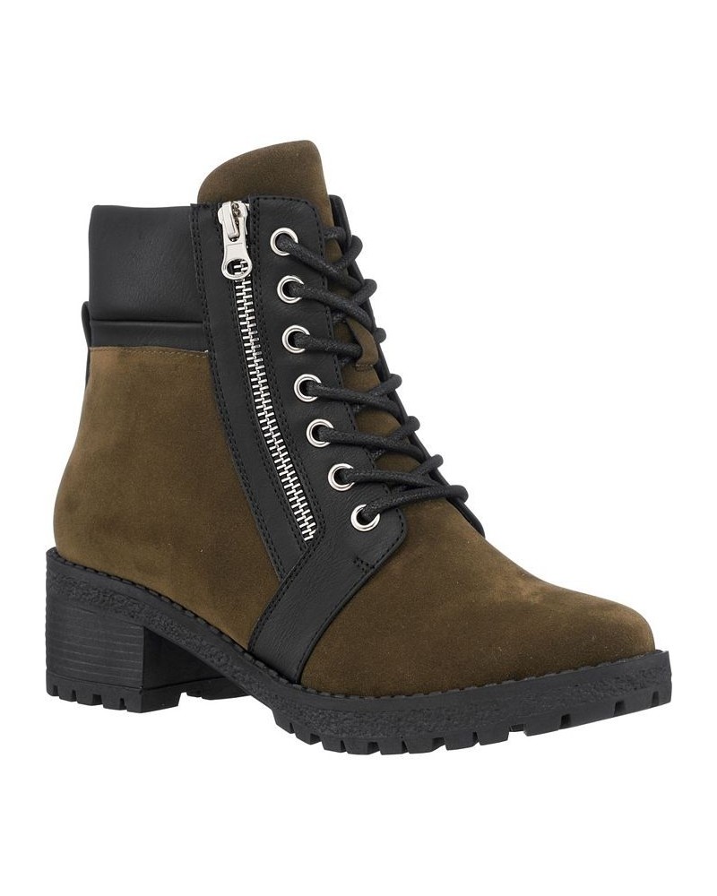 Women's Taylor Colorblock Lace-Up Boots Green $38.50 Shoes