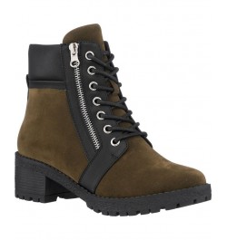 Women's Taylor Colorblock Lace-Up Boots Green $38.50 Shoes