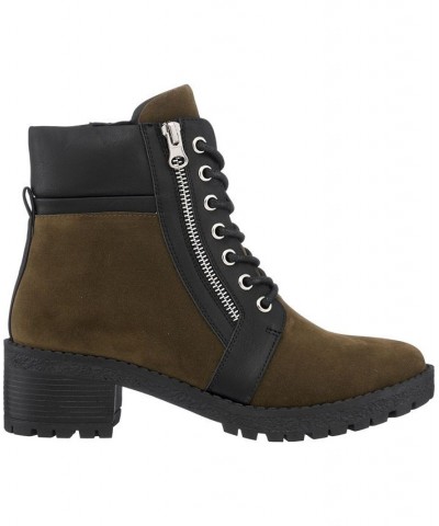 Women's Taylor Colorblock Lace-Up Boots Green $38.50 Shoes