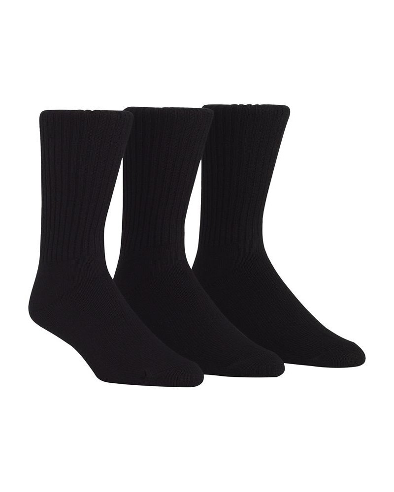 Men's Cotton Rich Casual Rib Crew Socks, 3-Pack Black $10.39 Socks