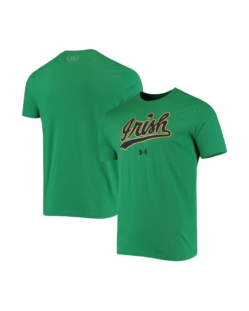 Men's Kelly Green Notre Dame Fighting Irish Wordmark Logo Performance Cotton T-shirt $26.99 T-Shirts