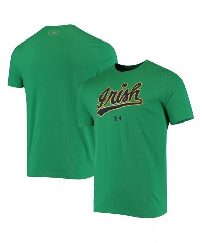 Men's Kelly Green Notre Dame Fighting Irish Wordmark Logo Performance Cotton T-shirt $26.99 T-Shirts