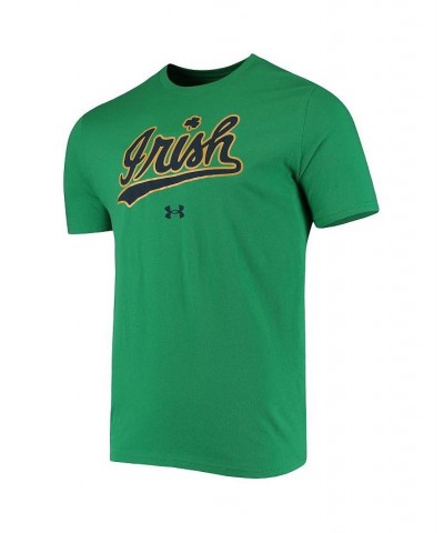 Men's Kelly Green Notre Dame Fighting Irish Wordmark Logo Performance Cotton T-shirt $26.99 T-Shirts