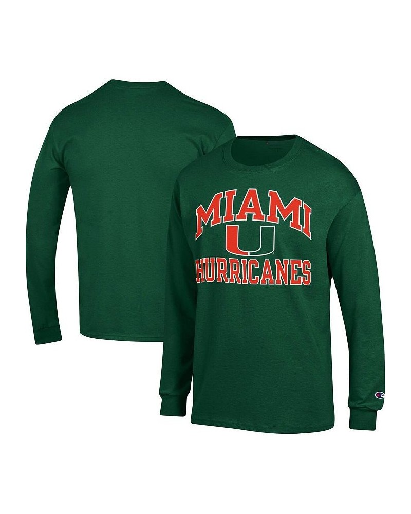 Men's Green Miami Hurricanes High Motor Long Sleeve T-shirt $20.58 T-Shirts