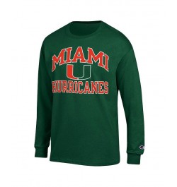 Men's Green Miami Hurricanes High Motor Long Sleeve T-shirt $20.58 T-Shirts