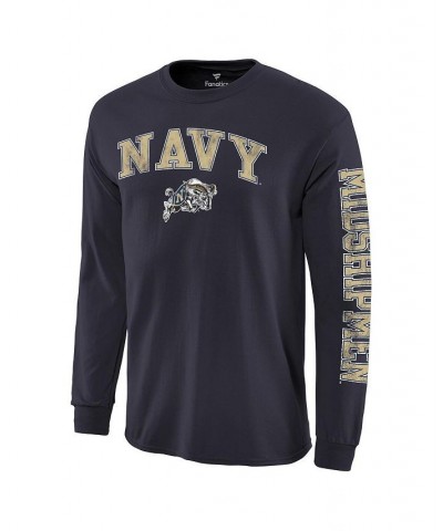 Men's Navy Navy Midshipmen Distressed Arch Over Logo Long Sleeve Hit T-shirt $13.76 T-Shirts