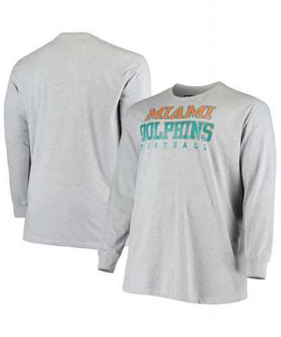 Men's Big and Tall Heathered Gray Miami Dolphins Practice Long Sleeve T-shirt $17.20 T-Shirts