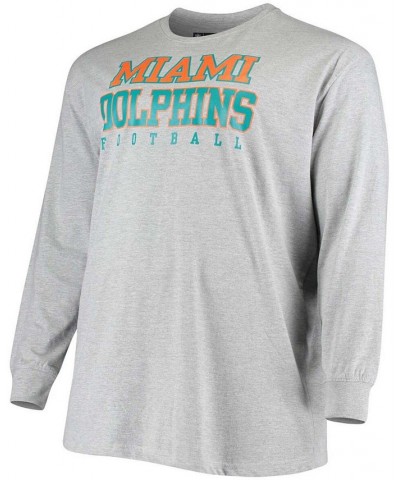 Men's Big and Tall Heathered Gray Miami Dolphins Practice Long Sleeve T-shirt $17.20 T-Shirts