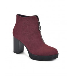 Women's Thoughtful Heeled Ankle Booties Red $26.06 Shoes