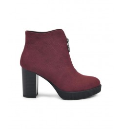 Women's Thoughtful Heeled Ankle Booties Red $26.06 Shoes