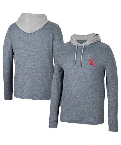 Men's Navy Ole Miss Rebels Ballot Waffle-Knit Thermal Long Sleeve Hoodie T-shirt $31.50 T-Shirts