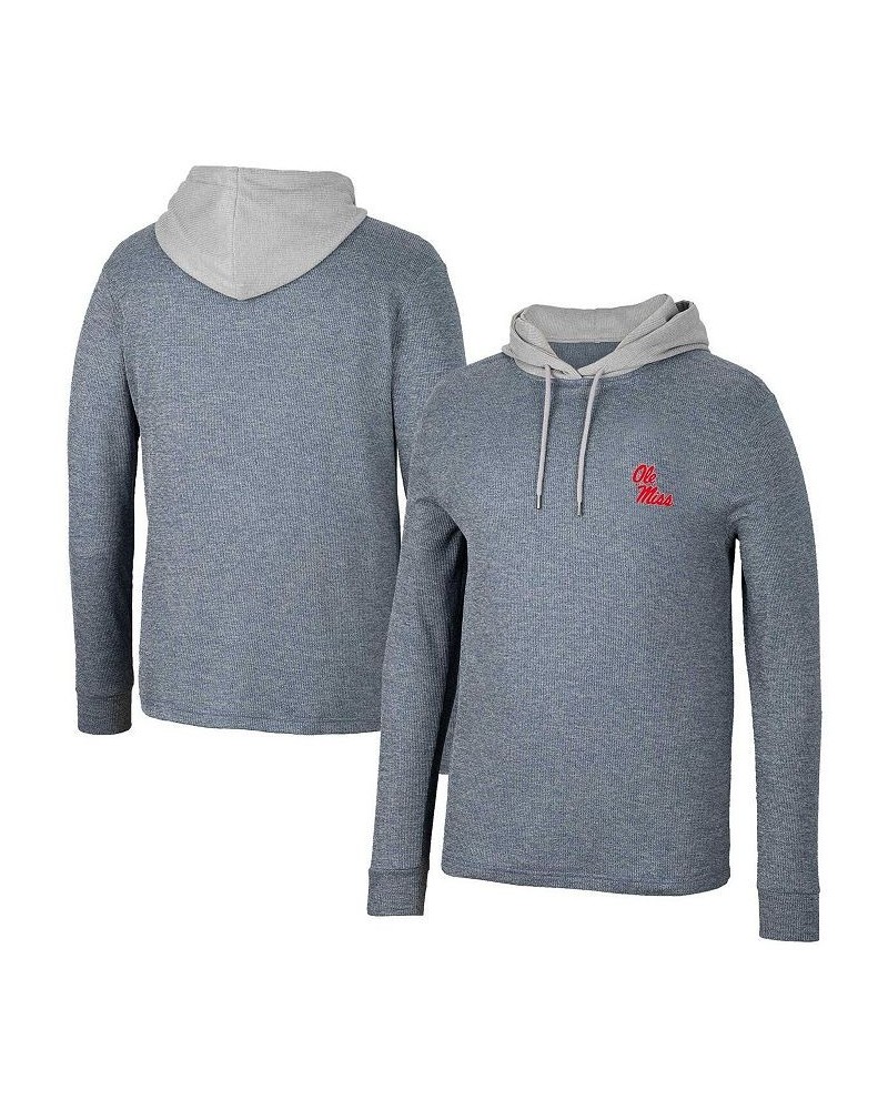 Men's Navy Ole Miss Rebels Ballot Waffle-Knit Thermal Long Sleeve Hoodie T-shirt $31.50 T-Shirts