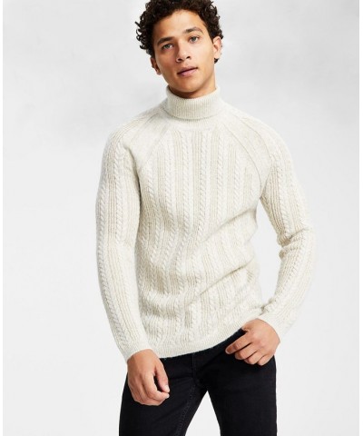 Men's Classic-Fit Metallic Cable-Knit Turtleneck Sweater White $18.49 Sweaters