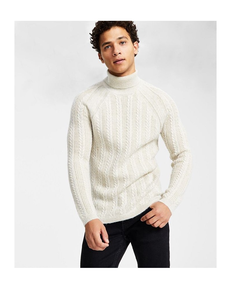 Men's Classic-Fit Metallic Cable-Knit Turtleneck Sweater White $18.49 Sweaters