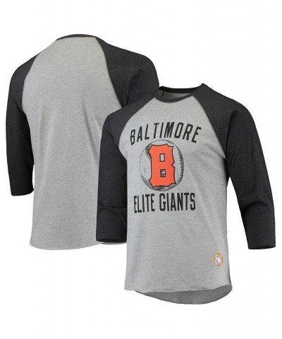 Men's Heather Gray, Black Baltimore Elite Giants Negro League Wordmark Raglan 3/4 Sleeve T-shirt $25.49 T-Shirts