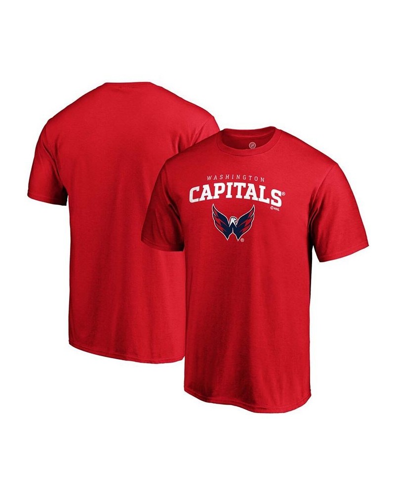 Men's Red Washington Capitals Team Logo Lockup T-shirt $18.28 T-Shirts