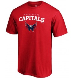 Men's Red Washington Capitals Team Logo Lockup T-shirt $18.28 T-Shirts