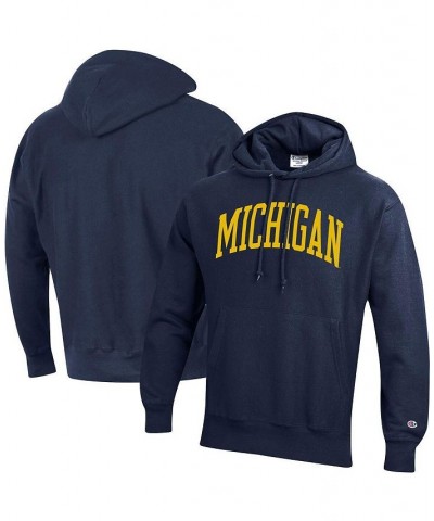 Men's Navy Michigan Wolverines Team Arch Reverse Weave Pullover Hoodie $46.00 Sweatshirt