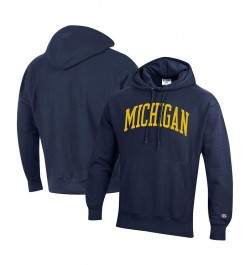 Men's Navy Michigan Wolverines Team Arch Reverse Weave Pullover Hoodie $46.00 Sweatshirt