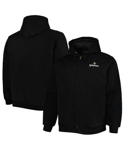 Men's Black Minnesota Vikings Big and Tall Dakota Canvas Hoodie Full-Zip Jacket $46.40 Jackets