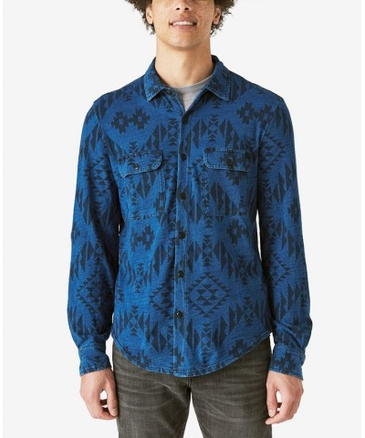 Men's Indigo Print Jersey Long Sleeve Shirt $35.80 Shirts