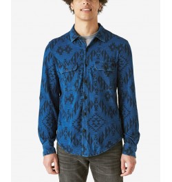 Men's Indigo Print Jersey Long Sleeve Shirt $35.80 Shirts