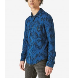 Men's Indigo Print Jersey Long Sleeve Shirt $35.80 Shirts