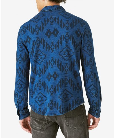 Men's Indigo Print Jersey Long Sleeve Shirt $35.80 Shirts