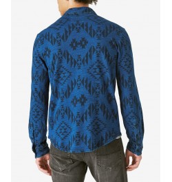 Men's Indigo Print Jersey Long Sleeve Shirt $35.80 Shirts