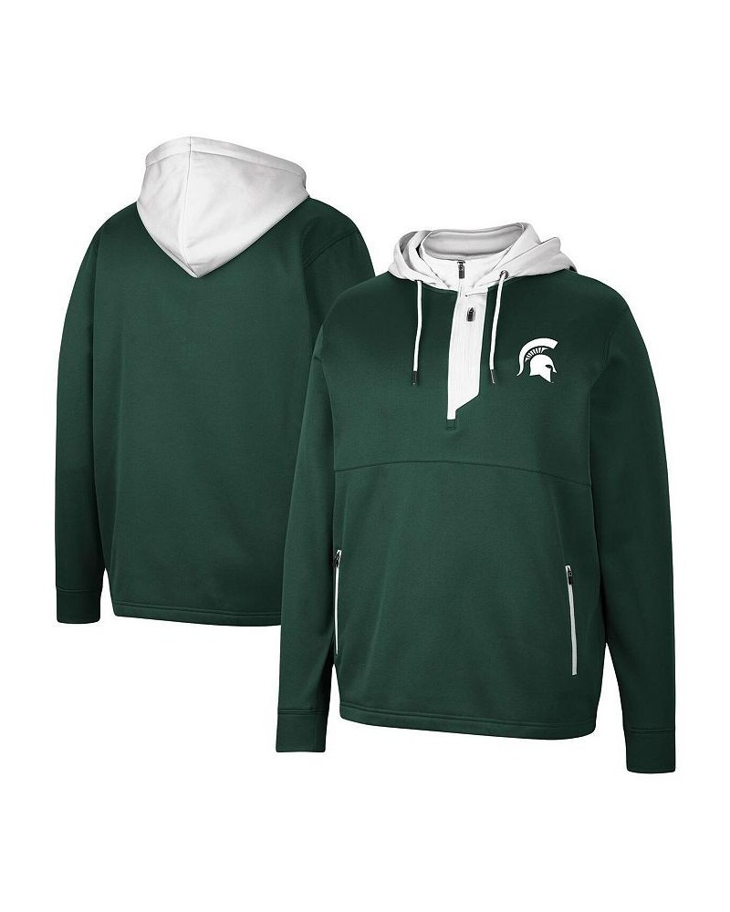 Men's Green Michigan State Spartans Luge 3.0 Quarter-Zip Hoodie $34.85 Sweatshirt