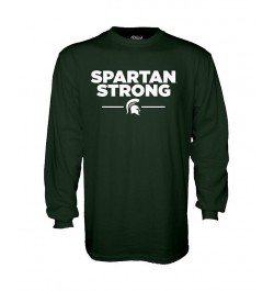 Men's Green Michigan State Spartans Spartan Strong Long Sleeve T-shirt $28.49 T-Shirts