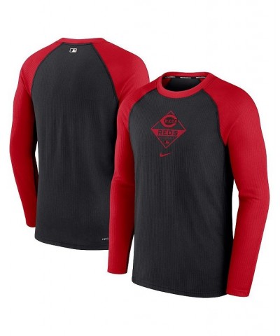 Men's Black and Red Cincinnati Reds Game Authentic Collection Performance Raglan Long Sleeve T-shirt $32.50 T-Shirts