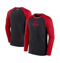 Men's Black and Red Cincinnati Reds Game Authentic Collection Performance Raglan Long Sleeve T-shirt $32.50 T-Shirts