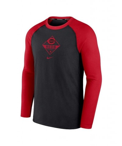 Men's Black and Red Cincinnati Reds Game Authentic Collection Performance Raglan Long Sleeve T-shirt $32.50 T-Shirts