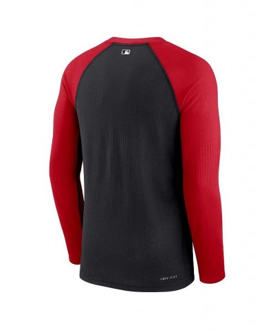 Men's Black and Red Cincinnati Reds Game Authentic Collection Performance Raglan Long Sleeve T-shirt $32.50 T-Shirts