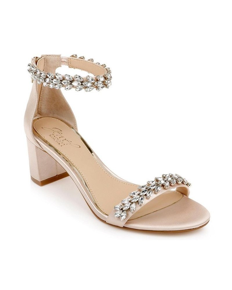 Women's Bronwen Block Heel Evening Sandals Champagne $59.50 Shoes