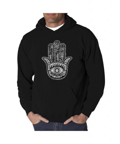 Men's Word Art Hooded Sweatshirt - Hamsa Black $32.39 Sweatshirt