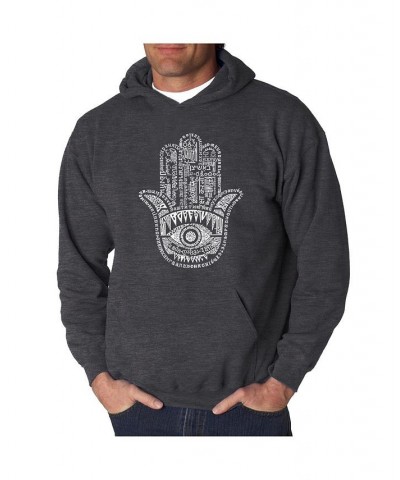 Men's Word Art Hooded Sweatshirt - Hamsa Black $32.39 Sweatshirt