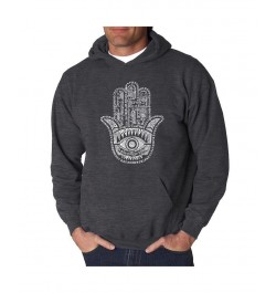 Men's Word Art Hooded Sweatshirt - Hamsa Black $32.39 Sweatshirt