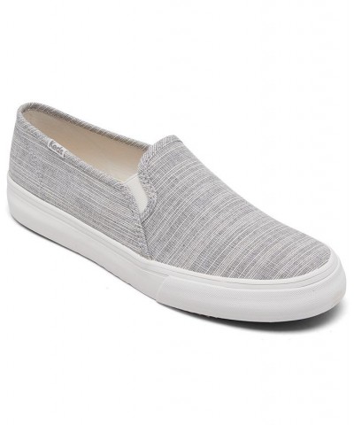 Women's Double Decker Canvas Slip-On Casual Sneakers Gray $35.70 Shoes