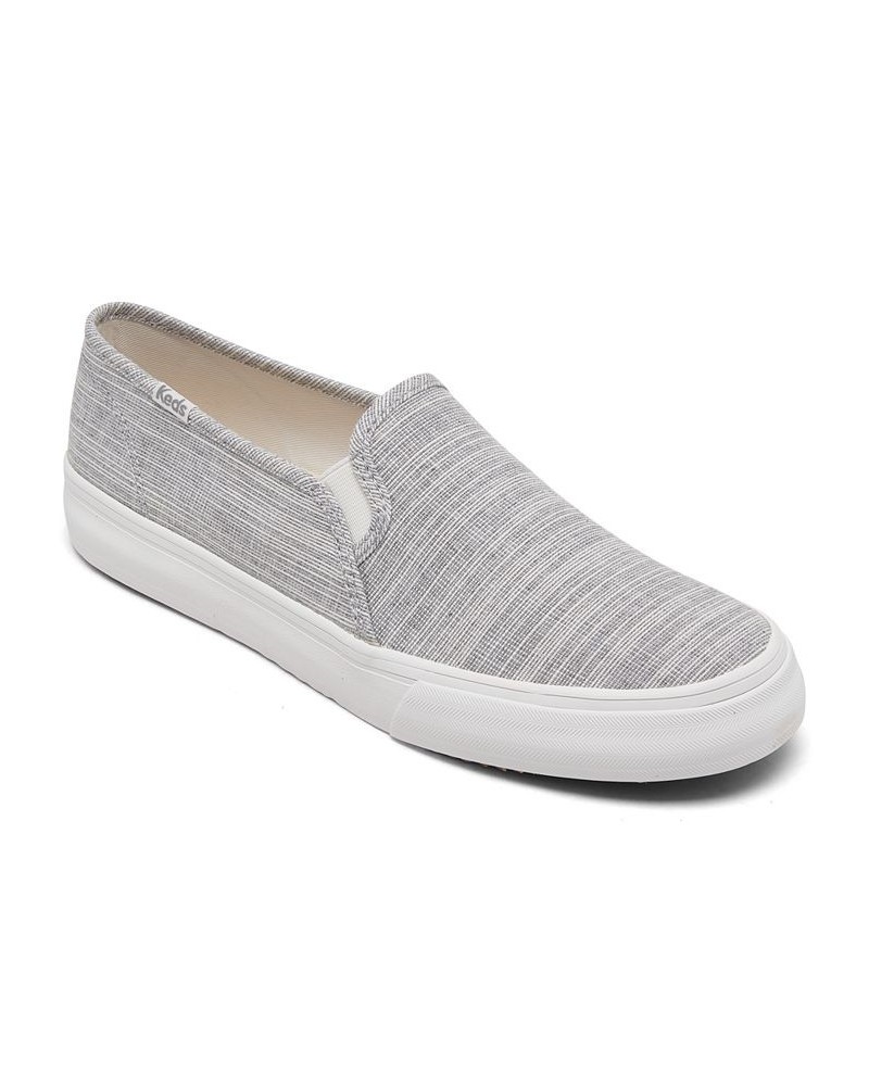 Women's Double Decker Canvas Slip-On Casual Sneakers Gray $35.70 Shoes