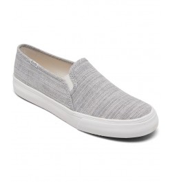 Women's Double Decker Canvas Slip-On Casual Sneakers Gray $35.70 Shoes