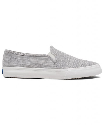 Women's Double Decker Canvas Slip-On Casual Sneakers Gray $35.70 Shoes