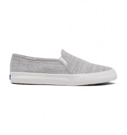 Women's Double Decker Canvas Slip-On Casual Sneakers Gray $35.70 Shoes